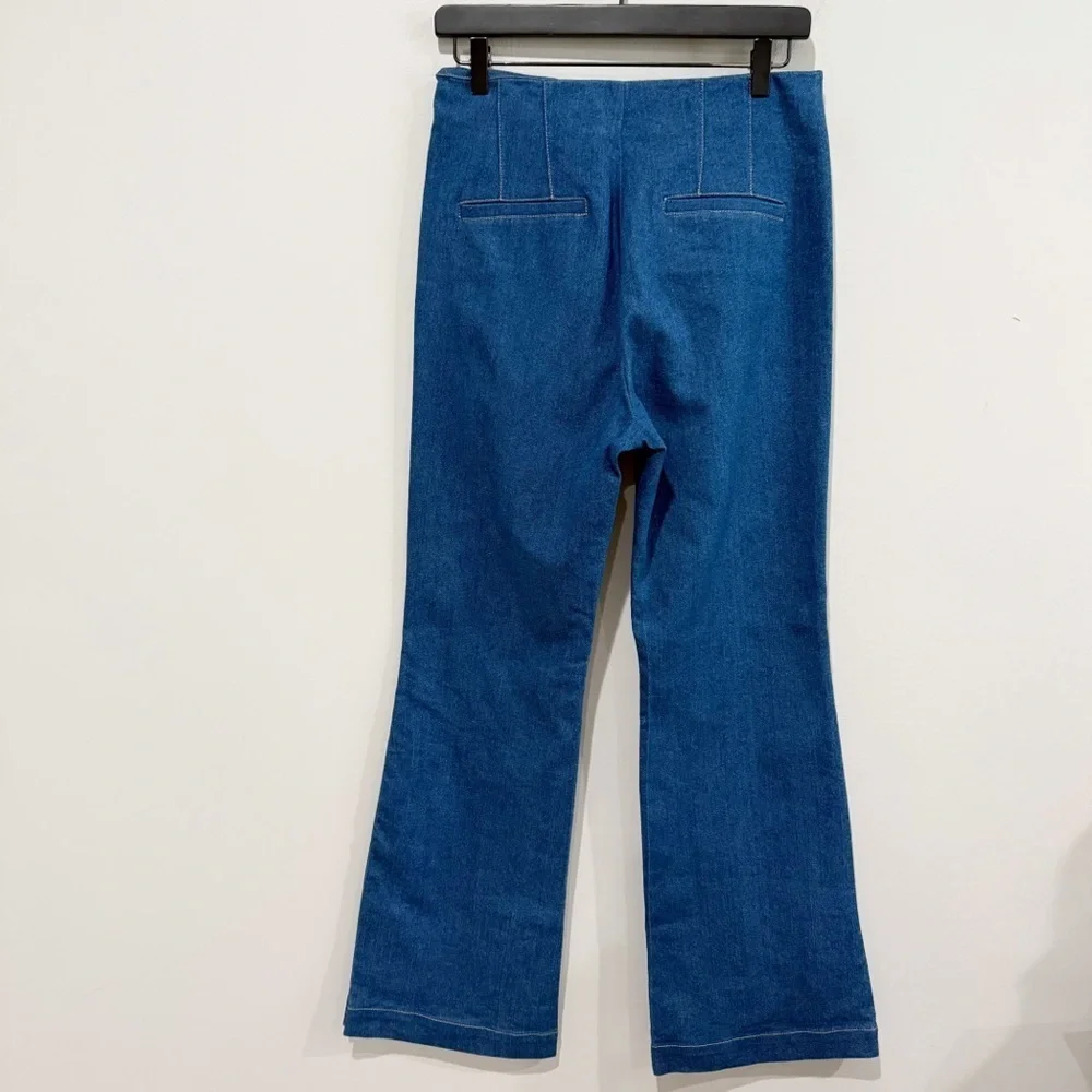 JASON WU Women's Blue Denim Boot Cut Mid Rise Jeans Wide Leg Boho Hippie Size 6